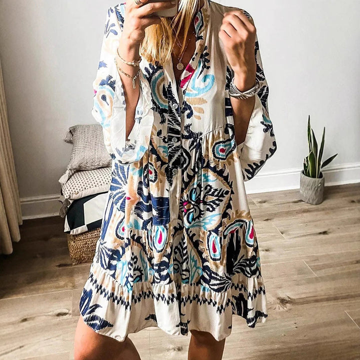 Damen Freizeitkleid mit modischem floralem Design und langen Ärmeln W&W Mode