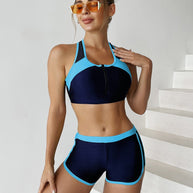 Damen Sportliches Bikini-Set mit hochfunktionalem Oberteil und Shorts WW