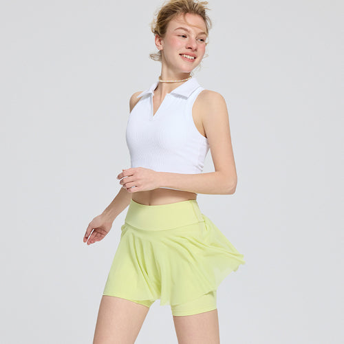 Damen Sportlicher Faltenrock mit hohem Bund und elastischem Material WW