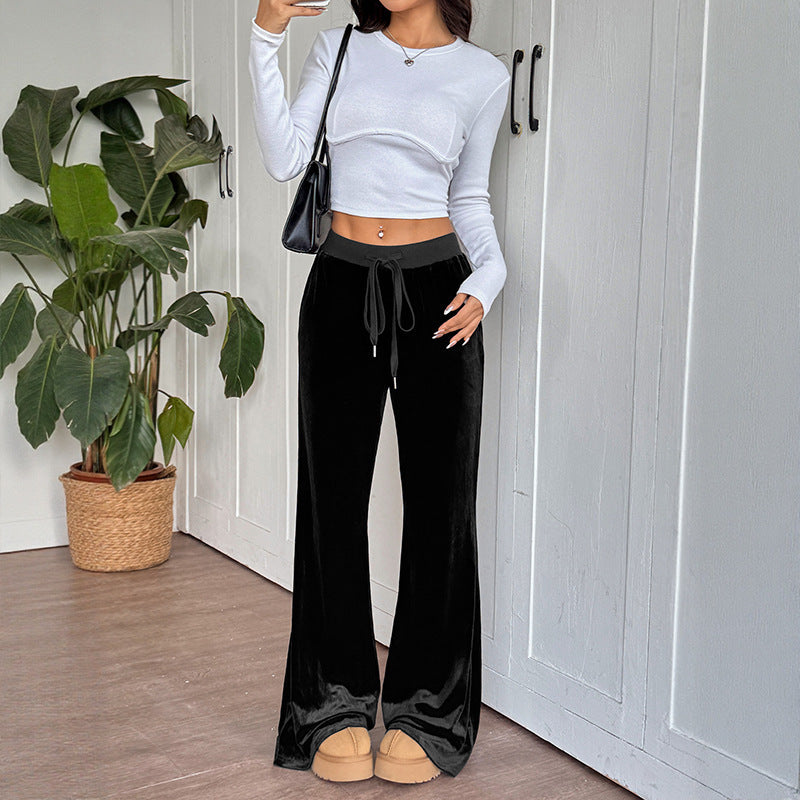 Damen bequem geschnittene Lounge-Hose aus weichem Samt WW
