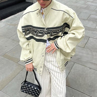 Damen sportliche Oversize-Jacke mit kontrastierendem Logo WW