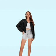 Damen Jeansjacke im lässigen Crop-Style mit fransigen Details WW