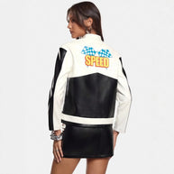 Damen Bikerjacke im Racing-Stil WW