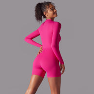 Damen Ripp-Strandanzug mit Rundhalsausschnitt und Reißverschluss WW