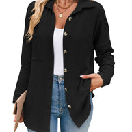 Damen lässige Strickjacke mit Knopfleiste WW