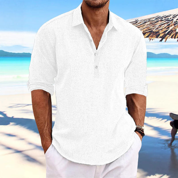 Herren leichter Leinenhemd mit halben Ärmeln WW