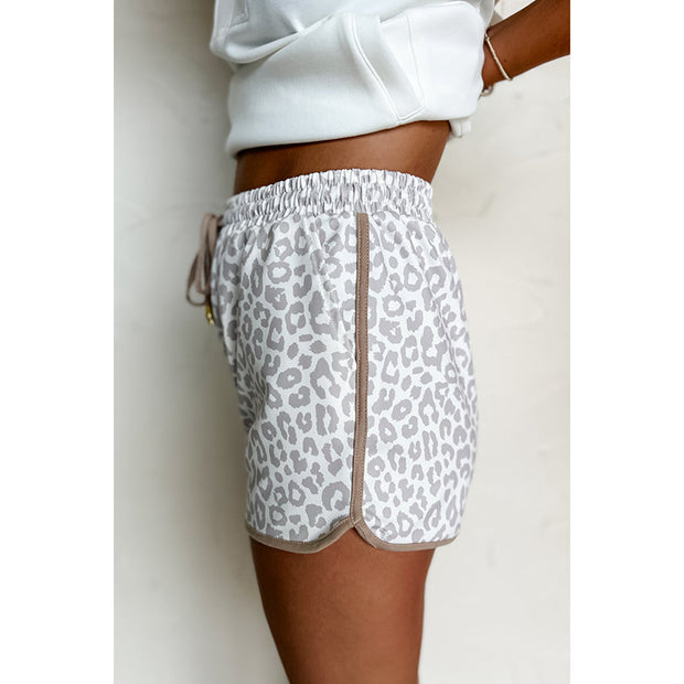 Damen Freizeit-Shorts mit modischem Leopardenmuster und elastischem Bund WW