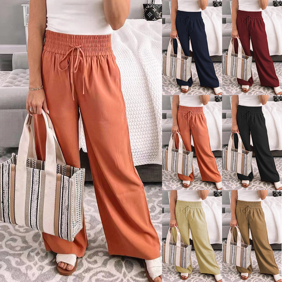 Damen Bequeme und lässige Palazzo-Hose mit Kordelzug WW