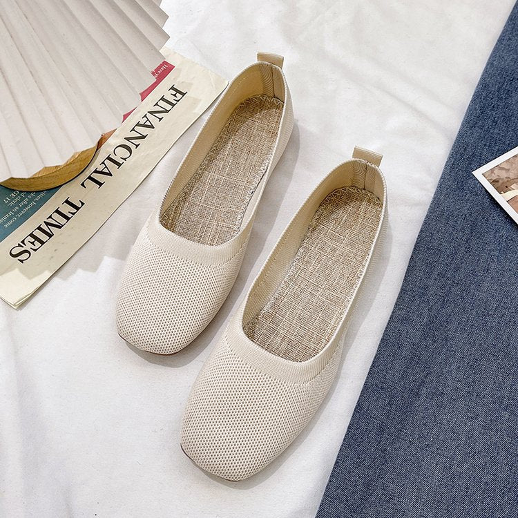 Damen Bequeme Slip-On Ballerinas mit atmungsaktiver Obermaterialstruktur W&W