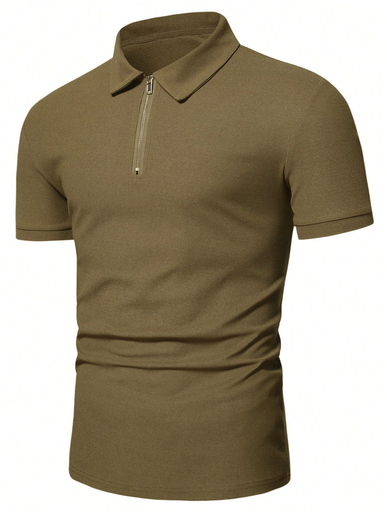 Herren Poloshirt mit kurzem Reißverschluss und atmungsaktiver Textur WW