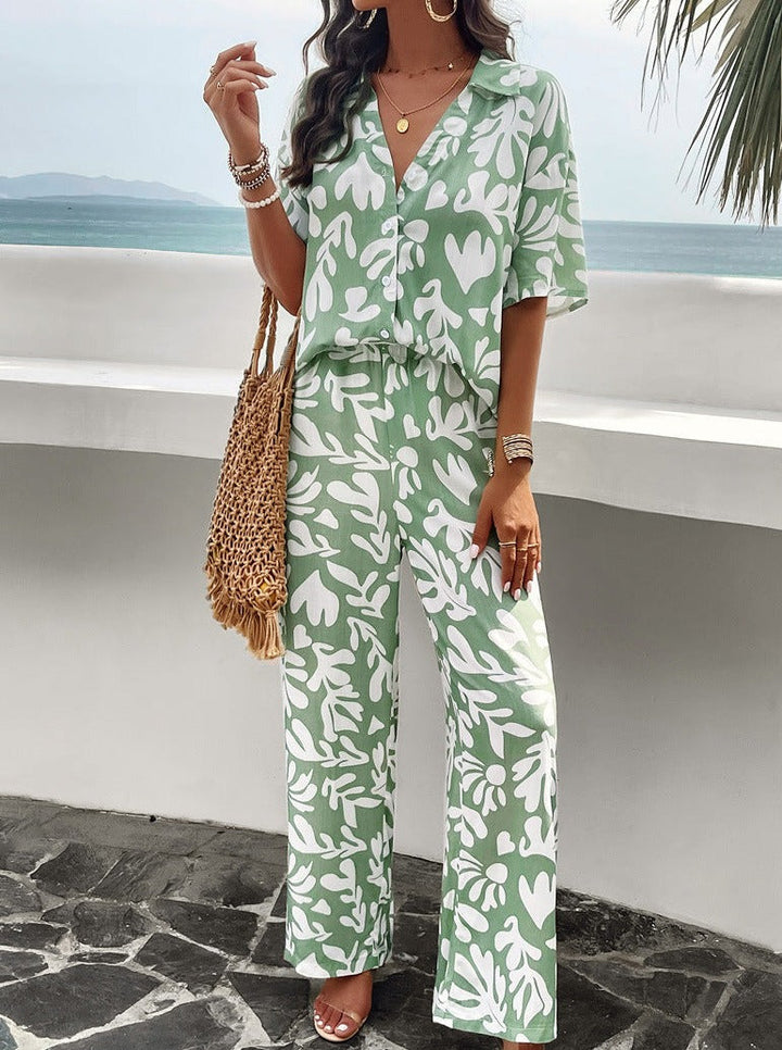 W&W Mode | Sommeranzug mit Print und kurzen Ärmeln