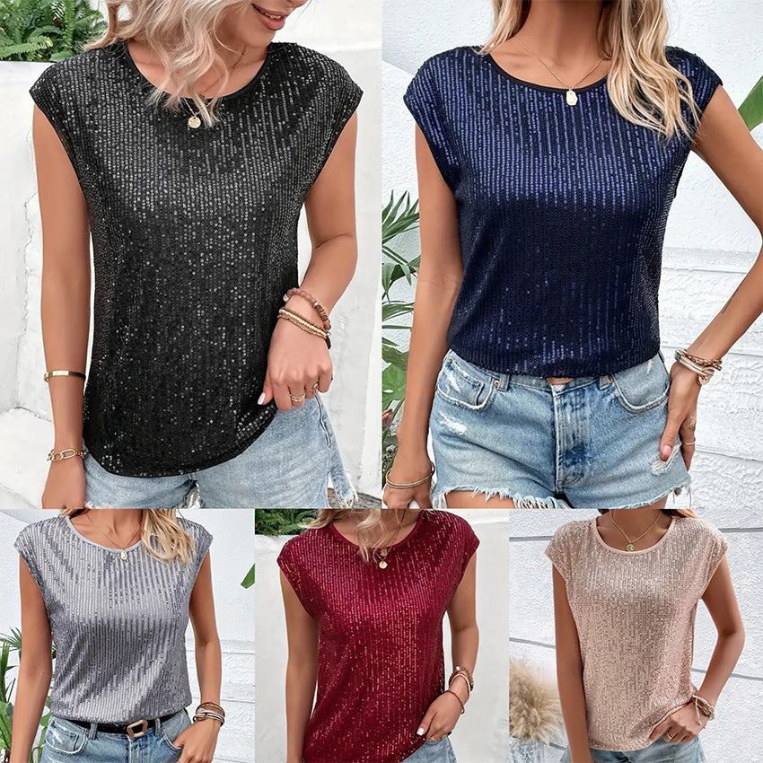 Damen Glitzerndes Oberteil mit lässigem Schnitt WW