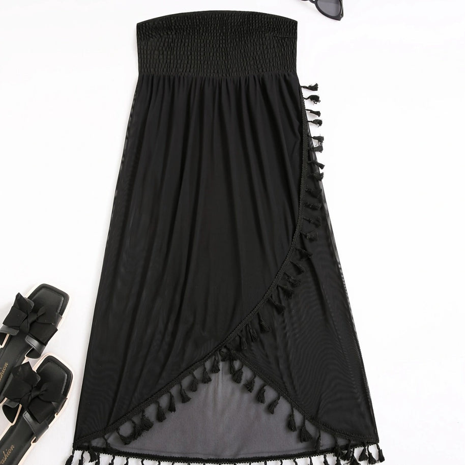 Damen Strandkleid mit raffiniertem Volant und elastischen Anpassungen WW