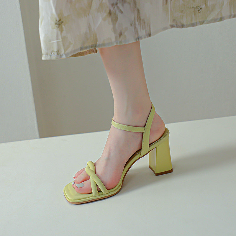 Damen Chunky Block-Absatz Riemchen Sandalen WW