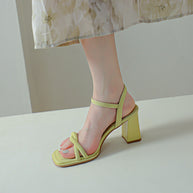 Damen Chunky Block-Absatz Riemchen Sandalen WW