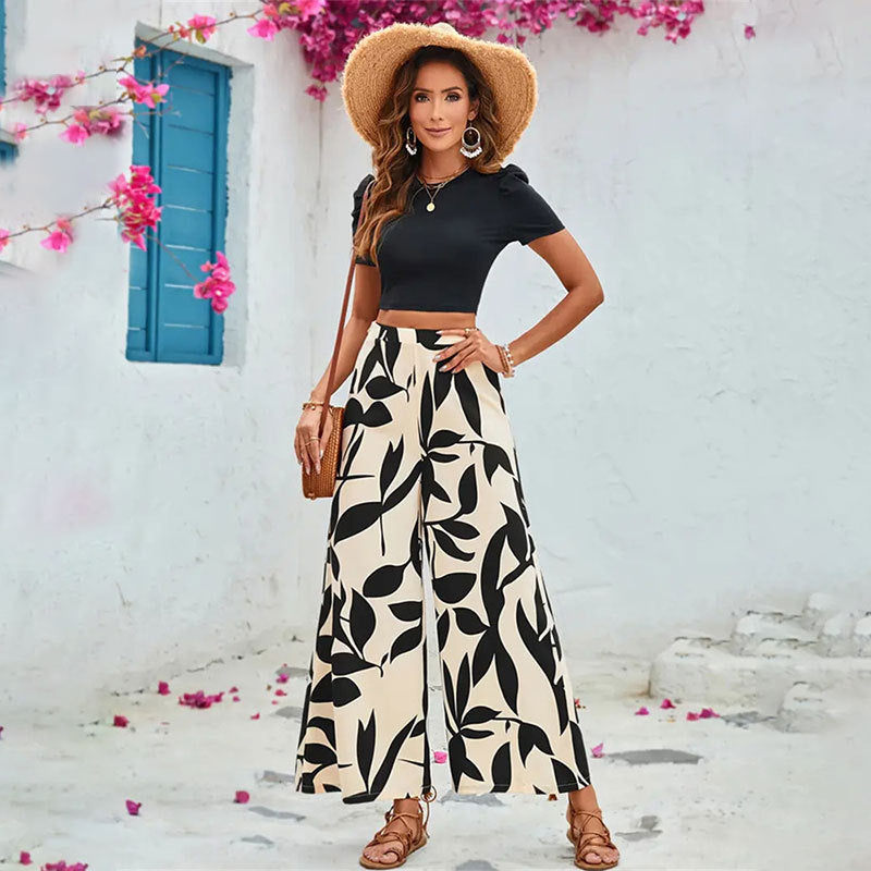 Damen Elegante weite Hose mit floralem Muster W&W
