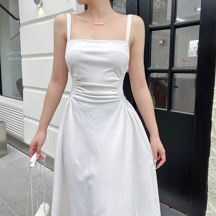 Damen Elegantes Spaghettiträger-Midikleid mit figurbetonter Silhouette und raffinierten Drapierungen W&W Mode