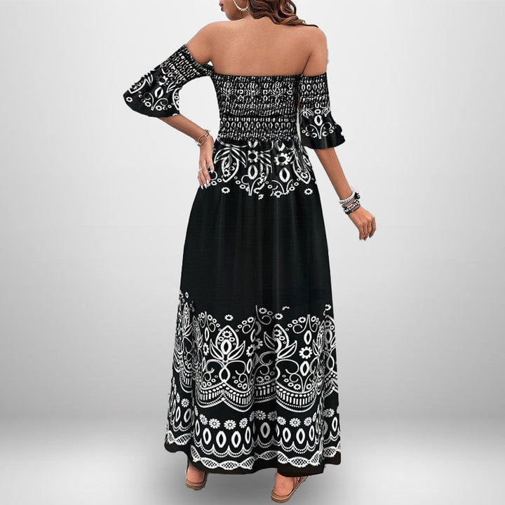 Damen Maxikleid mit schulterfreiem Design und seitlichem Schlitz W&W Mode