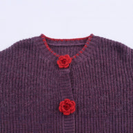 Damen Strickjacke mit dekorativen Blumenknöpfen WW