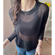 Damen transparentes Langarmshirt aus leichtem, luftdurchlässigem Material WW