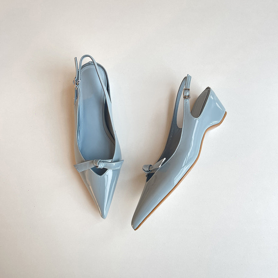 Damen Slingback Ballerinas mit spitzer Zehenpartie und dekorativem Bogen WW