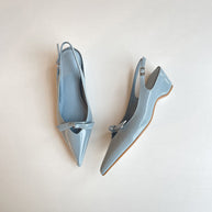 Damen Slingback Ballerinas mit spitzer Zehenpartie und dekorativem Bogen WW