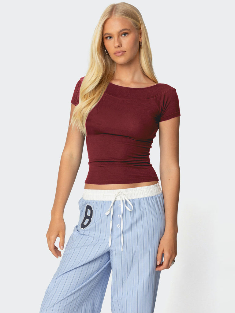 Damen figurbetontes Kurzarmshirt mit modischem Rundhalsausschnitt WW