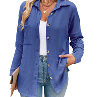 Damen lässige Strickjacke mit Knopfleiste WW