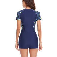 Damen Schwimmanzug mit sportlichem Kurzarmdesign und bunten Akzenten WW