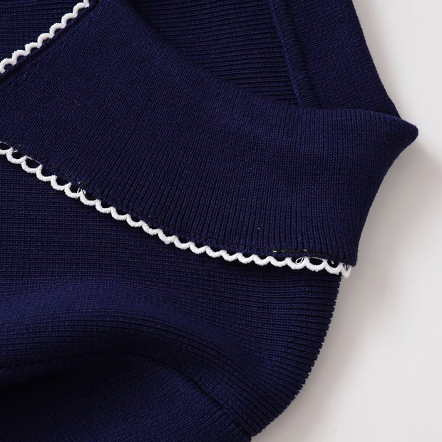 Damen Strickjacke mit dekorativem Kragen und Knopfverschluss WW