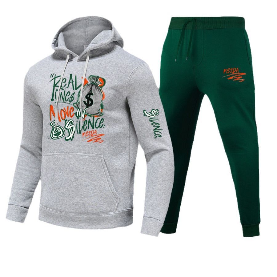 Damen Sportliches Hoodie und Jogginghose Set mit kreativem Schriftzug WW