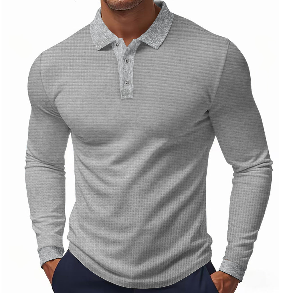 Herren Langarm Poloshirt mit strukturierter Oberfläche und modischen Akzenten WW