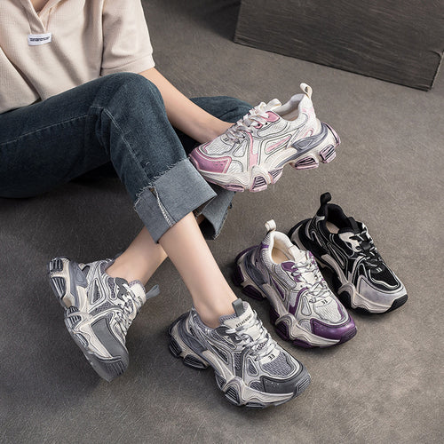 Damen Sportliche Chunky Sneakers mit atmungsaktiver Oberflächenstruktur und innovativer Sohlentechnologie WW