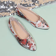 Damen Ballerinas mit floralem Muster und elegantem, spitzem Zehenbereich W&W