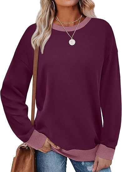 Damen Bequemer Pullover mit Kontrastbündchen WW