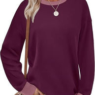 Damen Bequemer Pullover mit Kontrastbündchen WW
