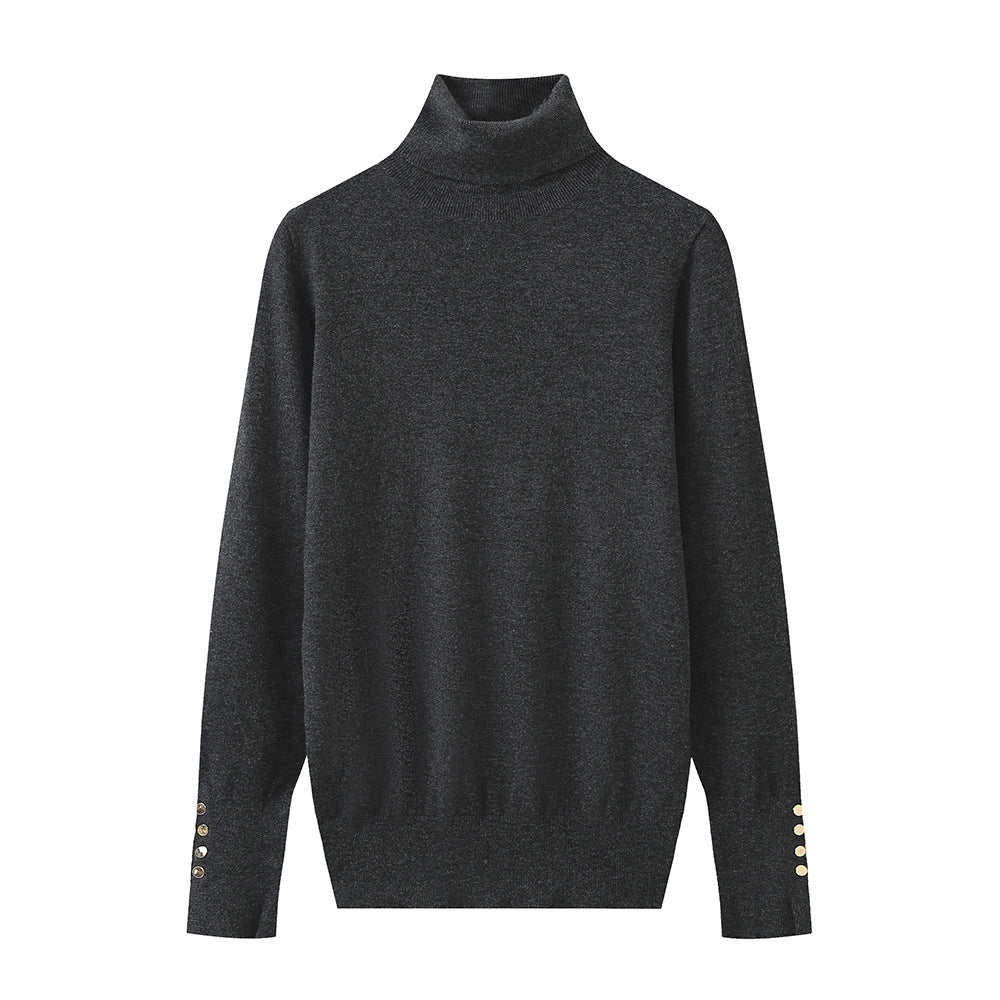 Damen Rollkragenpullover mit eleganten Knopfdetails WW