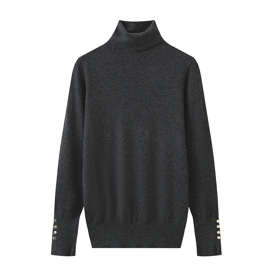 Damen Rollkragenpullover mit eleganten Knopfdetails WW