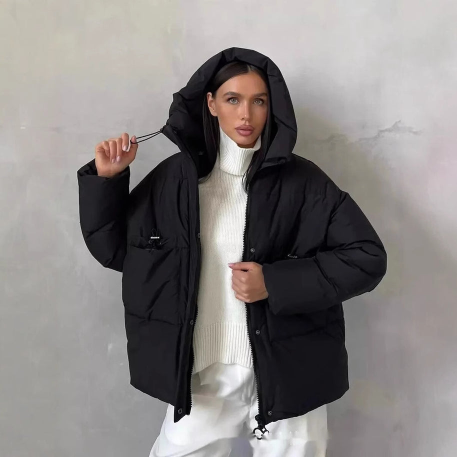 Damen Sportliche Winterjacke mit hohem Kragen und praktischen Taschen WW