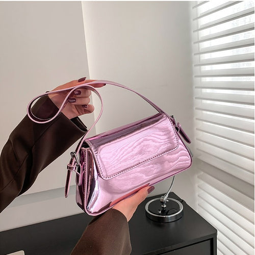 Damen Sleek Metallische Clutch Tasche WW