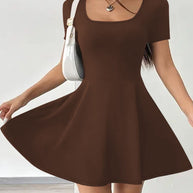 Damen A-linien Kleid mit Rundhalsausschnitt WW