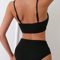 Damen Bikini-Set mit hoher Taille und strukturiertem Oberteil WW