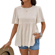 Damen Bluse mit schwingendem Schnitt und eleganter Spitze WW