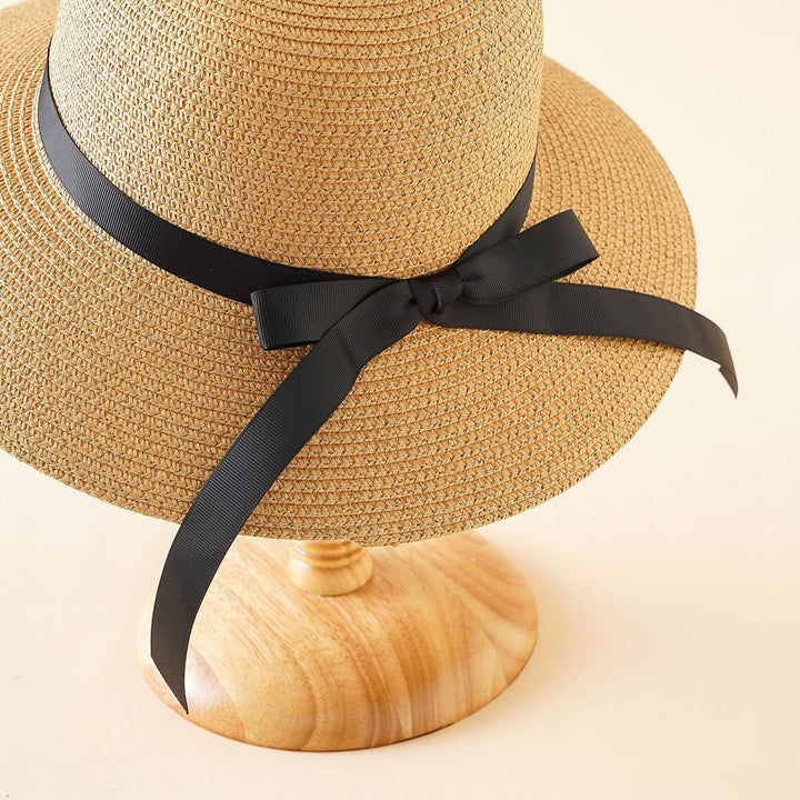 Damen Eleganter Sonnenhut mit breiter Krempe und stilvollem Satinband W&W Mode
