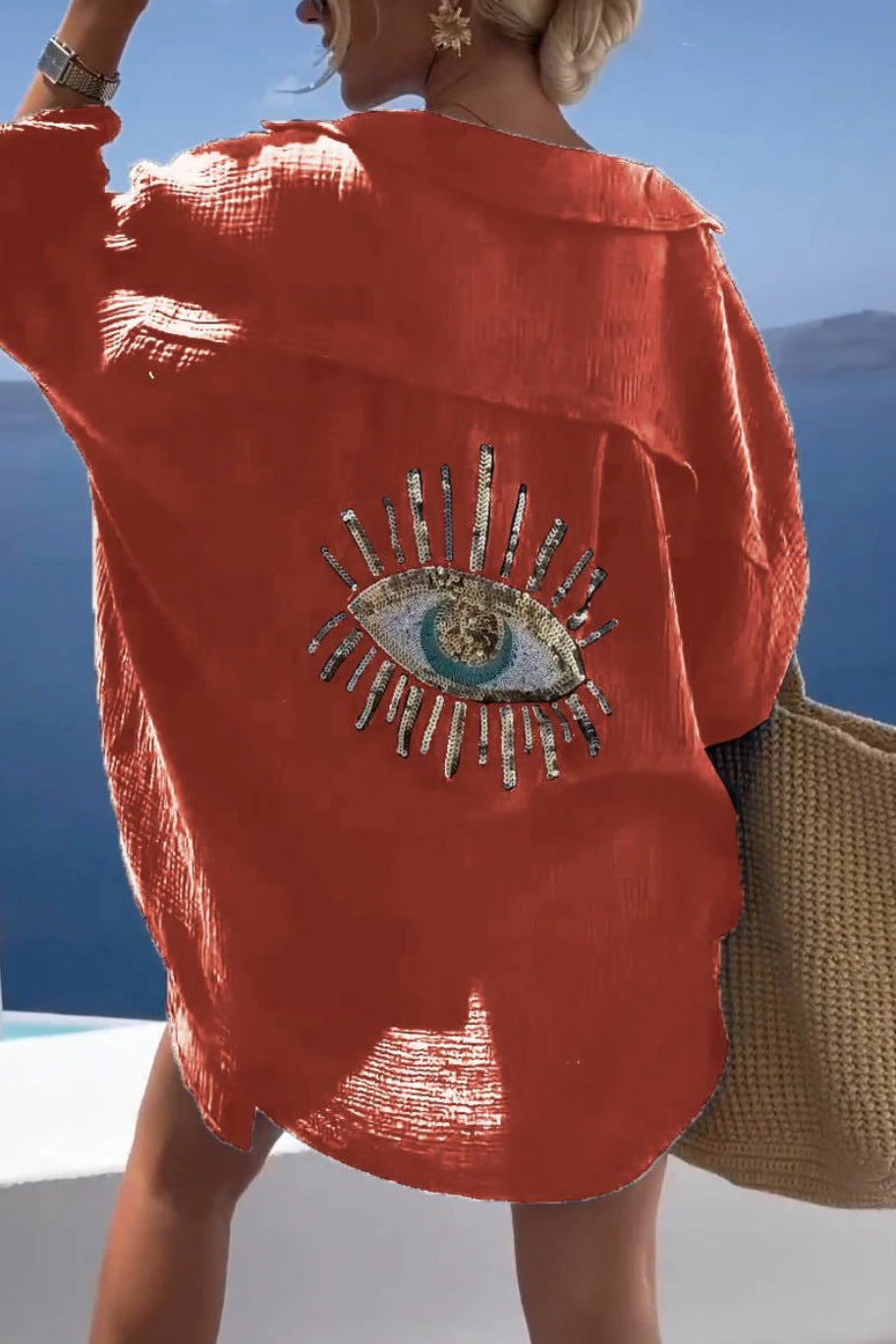 WW | Reverskragen Baumwoll-Leinen-Shirt für Frühling/Sommer