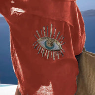 WW | Reverskragen Baumwoll-Leinen-Shirt für Frühling/Sommer