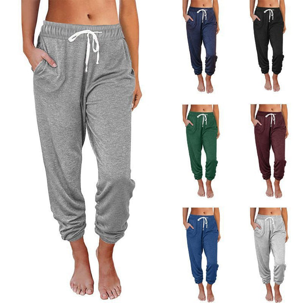 Damen Bequeme und lässige Jogginghose mit elastischem Bund und seitlichen Taschen WW