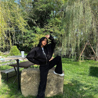 Damen Sportliche Oversize Trainingsjacke und Hose Set WW