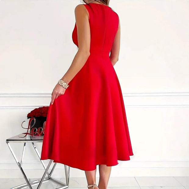 WW | Einfarbiges Tankkleid Asymmetrischer Ausschnitt Kleid