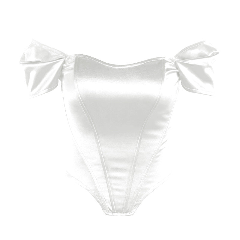 Damen Satin Off-Shoulder Korsett Bodysuit WW